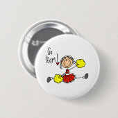 Badge Rond 5 Cm Pom-pom girl rouge (Devant & derrière)
