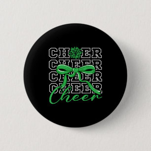 Badge Rond 5 Cm Pom-pom Pom-Pom Vert Nœud Coquet Cheerleader 
