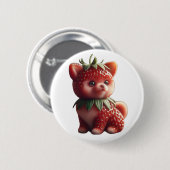 Badge Rond 5 Cm Pomeranian aux fraises (Devant & derrière)