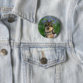 Badge Rond 5 Cm Pomeranian dans l'herbe (En situation)
