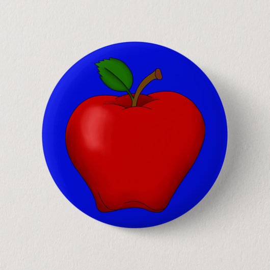 Badge Rond 5 Cm Pomme avec bouton Arrière - plan bleu (Devant)