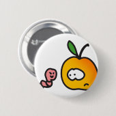 Badge Rond 5 Cm Pomme avec ver (Devant & derrière)