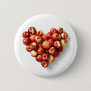 Badge Rond 5 Cm Pomme de cœur