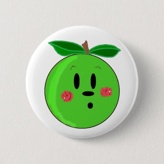Badge Rond 5 Cm Pomme Verte Visage (Devant)
