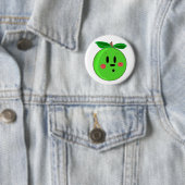 Badge Rond 5 Cm Pomme Verte Visage (En situation)