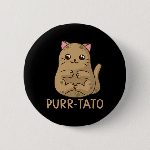 Badge Rond 5 Cm Pommes de terre Amoureux des chats de chat Purtato