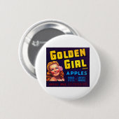 Badge Rond 5 Cm Pommes d'or de fille (Devant & derrière)
