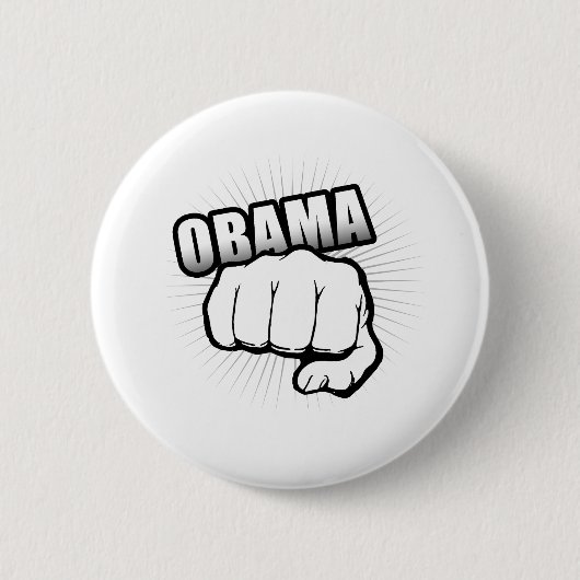 BADGE ROND 5 CM POMPE DE POING D'OBAMA (Devant)