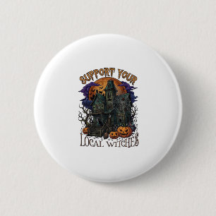 Badge Rond 5 Cm Pompe Maison Hantée Halloween Sorcières Locales So