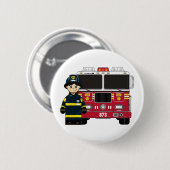 Badge Rond 5 Cm Pompier avec insigne moteur (Devant & derrière)