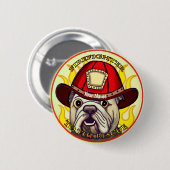 Badge Rond 5 Cm Pompier Bulldog (Devant & derrière)