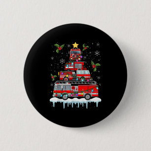 Badge Rond 5 Cm Pompier Camion feu Noël Lumières Arbre Père Noël