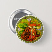 Badge Rond 5 Cm Pompier irlandais dédié (Devant & derrière)
