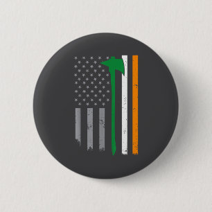 Badge Rond 5 Cm Pompier Irlandais Drapeau Américain Cool St-Patric