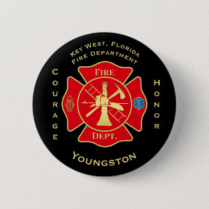 Badge Rond 5 Cm Pompiers Maltais Transparent Emblem Fire Fighter