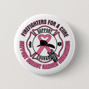 Badge Rond 5 Cm Pompiers Pour Un Cancer Cure Du Sein
