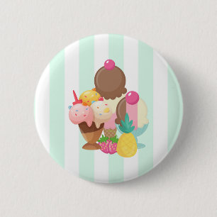 Badge Rond 5 Cm Poncs de crème glacée avec arrosages