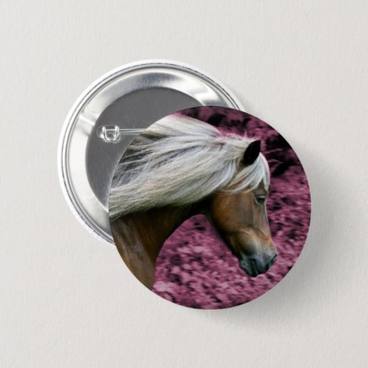 Badge Rond 5 Cm Poney rose 2 (Devant & derrière)