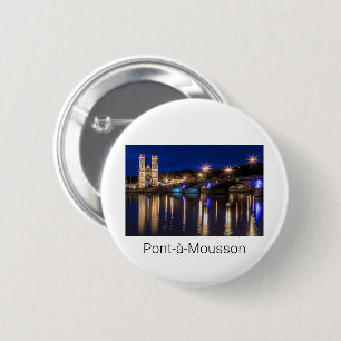 Badge Rond 5 Cm Pont a Mousson Panorama avec Moselle Souvenir