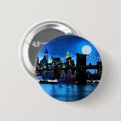 Badge Rond 5 Cm Pont Brooklyn sous une Pleine lune (Devant & derrière)