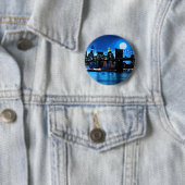 Badge Rond 5 Cm Pont Brooklyn sous une Pleine lune (En situation)