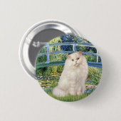 Badge Rond 5 Cm Pont - Chat persan blanc (Devant & derrière)