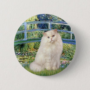 Badge Rond 5 Cm Pont - Chat persan blanc
