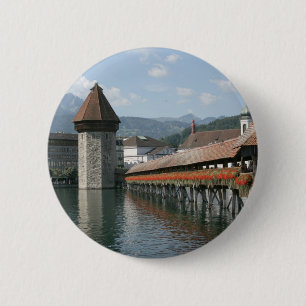 Badge Rond 5 Cm Pont de la Chapelle, Lucerne, Suisse