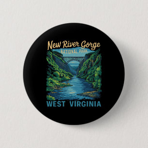 Badge Rond 5 Cm Pont du parc national de New River Gorge Rafting R
