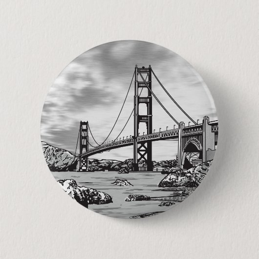 Badge Rond 5 Cm Pont Golden Gate (Devant)