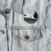 Badge Rond 5 Cm Pont Mackinac avec bouton arbres (En situation)