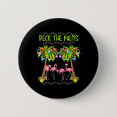 Badge Rond 5 Cm Pont the Palms Merry Flamingo Christmas tee funny (Devant)