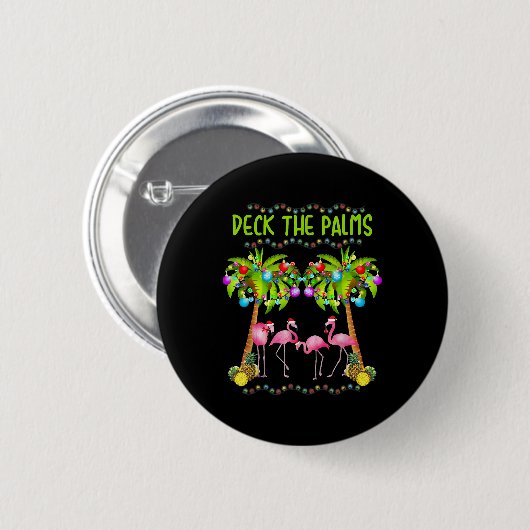 Badge Rond 5 Cm Pont the Palms Merry Flamingo Christmas tee funny (Devant & derrière)