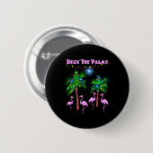 Badge Rond 5 Cm Pont The Palms Tropical Pink Flamingos Palm Tree (Devant & derrière)