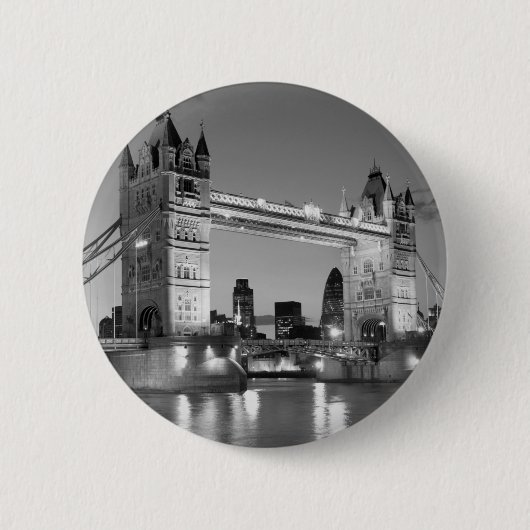 Badge Rond 5 Cm Pont Tour de Londres blanc noir (Devant)