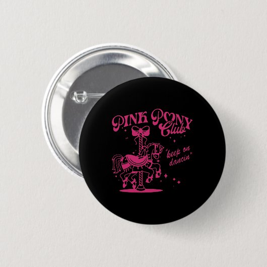 Badge Rond 5 Cm Pony Et Talon Aime Filles Roses Clubs Cowgirl (Devant & derrière)