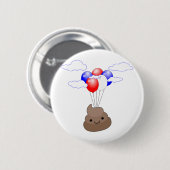 Badge Rond 5 Cm Poo Emoji Voler Avec Ballons (Devant & derrière)