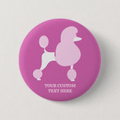 Badge Rond 5 Cm Poodé rose de texte personnalisé (Devant)