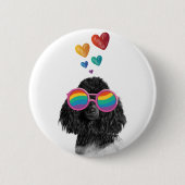 Badge Rond 5 Cm Poodle Dog with Hearts Saint-Valentin (Devant)