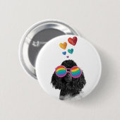 Badge Rond 5 Cm Poodle Dog with Hearts Saint-Valentin (Devant & derrière)