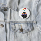 Badge Rond 5 Cm Poodle Dog with Hearts Saint-Valentin (En situation)