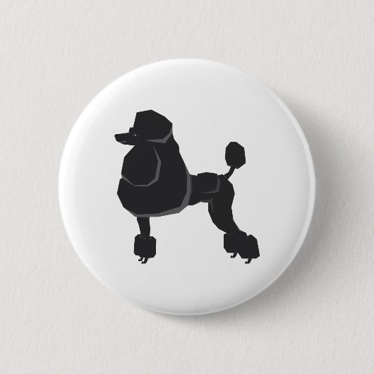Badge Rond 5 Cm Poodle noir (Devant)