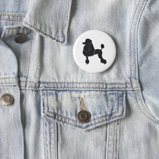 Badge Rond 5 Cm Poodle noir (En situation)