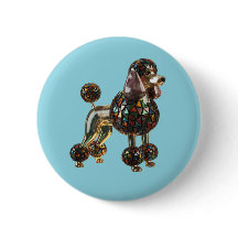 Poodle Stained Glass Button