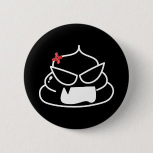 Badge Rond 5 Cm Poop en colère - Brootsch le PooPoo