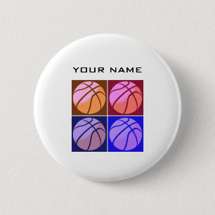 Badge Rond 5 Cm Pop Art Basketball Votre nom