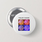 Badge Rond 5 Cm Pop Art Basketball Votre nom (Devant & derrière)