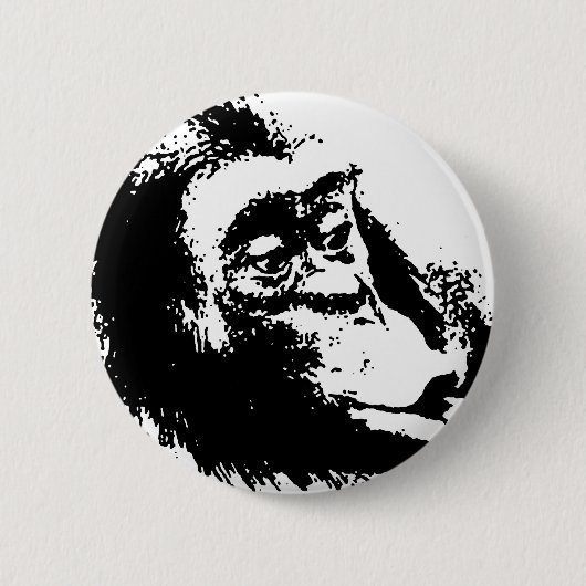 Badge Rond 5 Cm Pop Art drôle Chimpanzé (Devant)