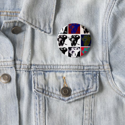 Badge Rond 5 Cm Pop Art Elephants (En situation)