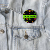 Badge Rond 5 Cm Pop art Flowers seamless pattern + your ideas (En situation)